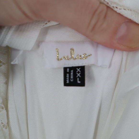 Lulus Beloved Eternity Maxi Dress Womens 2XL White Nylon Lace Detail Sleeveless - Picture 5 of 9